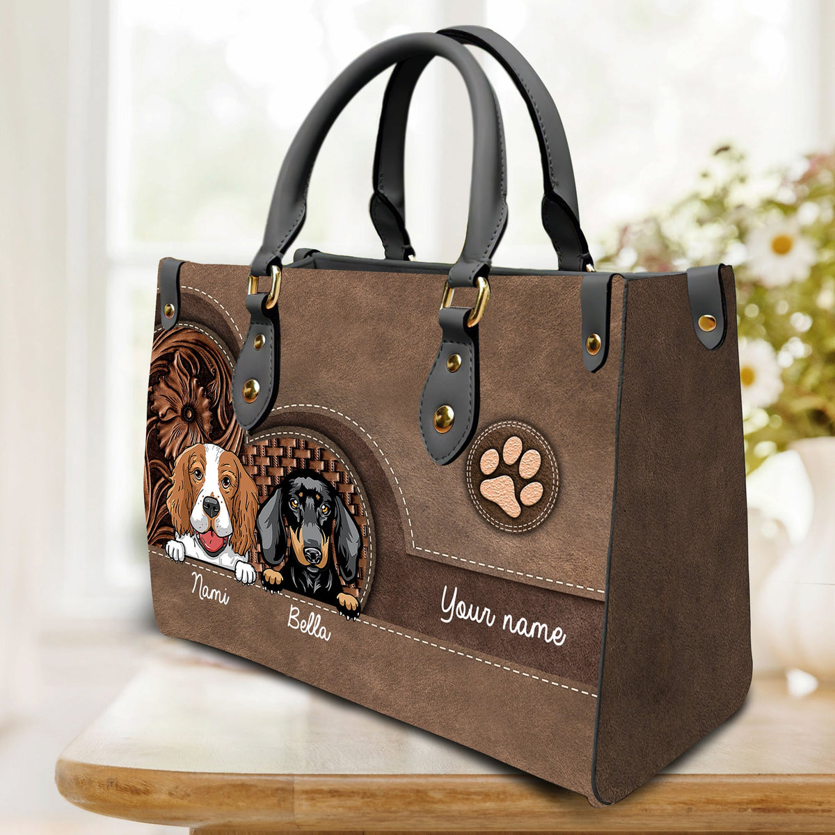 Pets Personalized Leather Handbag(Cat & Dog)