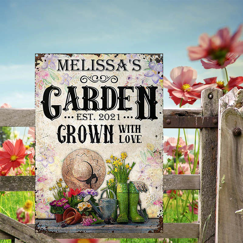 Custom Gardening Floral Grown With Love Custom Classic Metal Signs