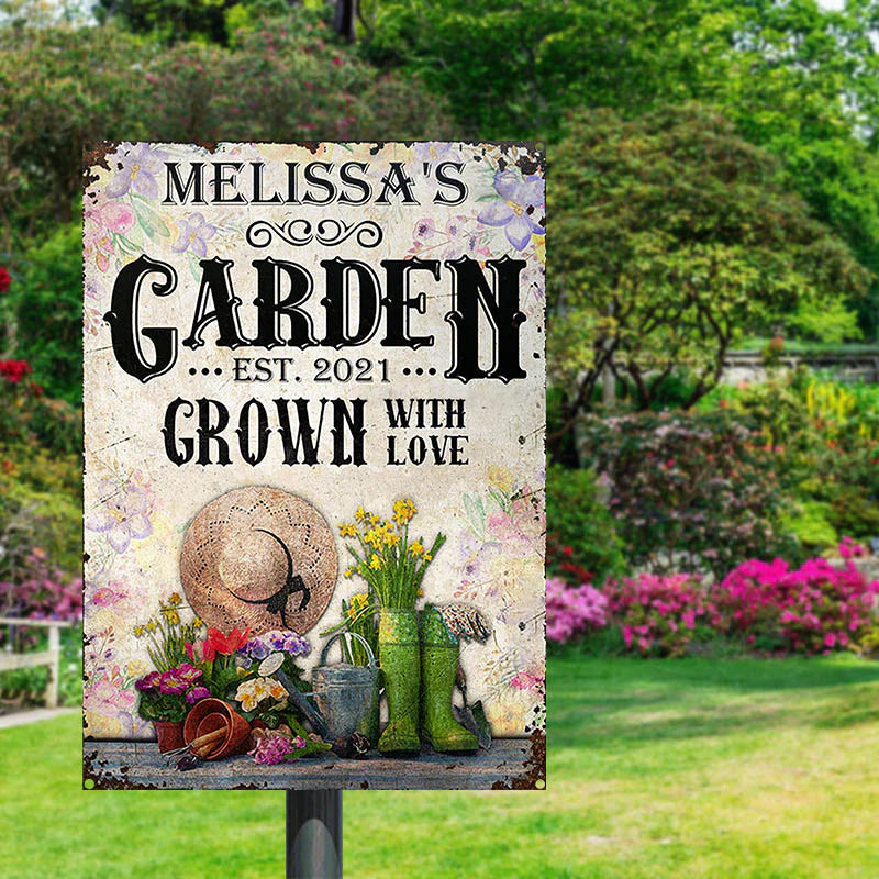 Custom Gardening Floral Grown With Love Custom Classic Metal Signs