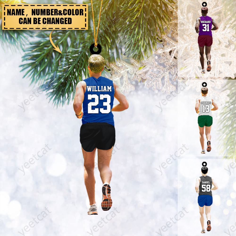 Personalized Marathon/running man/runner/jogging Christmas Ornament