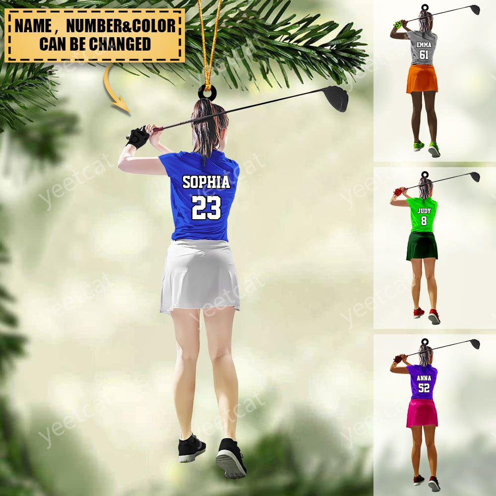 Personalized Female/Girl Golfer Acrylic Ornament , Gift For Golf Lovers