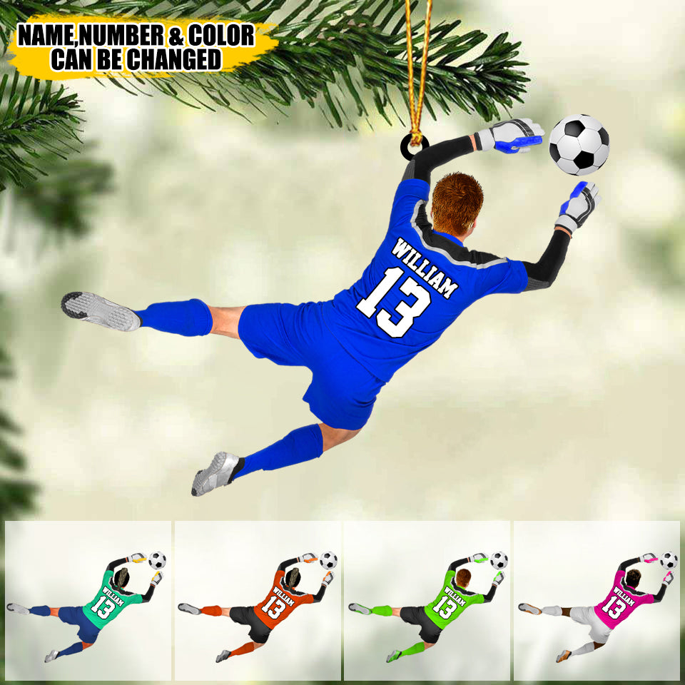 Custom Personalized Soccer Goalie / Goalkeeper Christmas Ornament