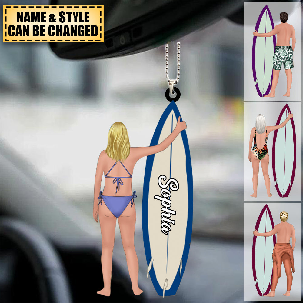 Custom Personalized Surfing Man/Woman Car hanging ornament-Gift For Surfing Lover