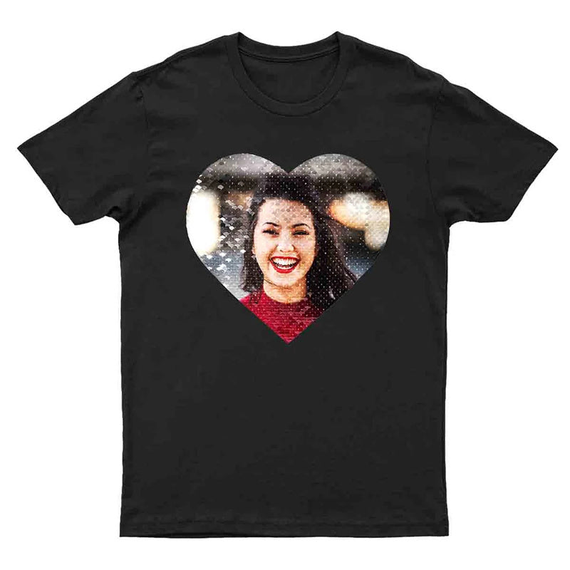 Custom Flip Sequin Shirt (Heart) Custom Photo Shirt