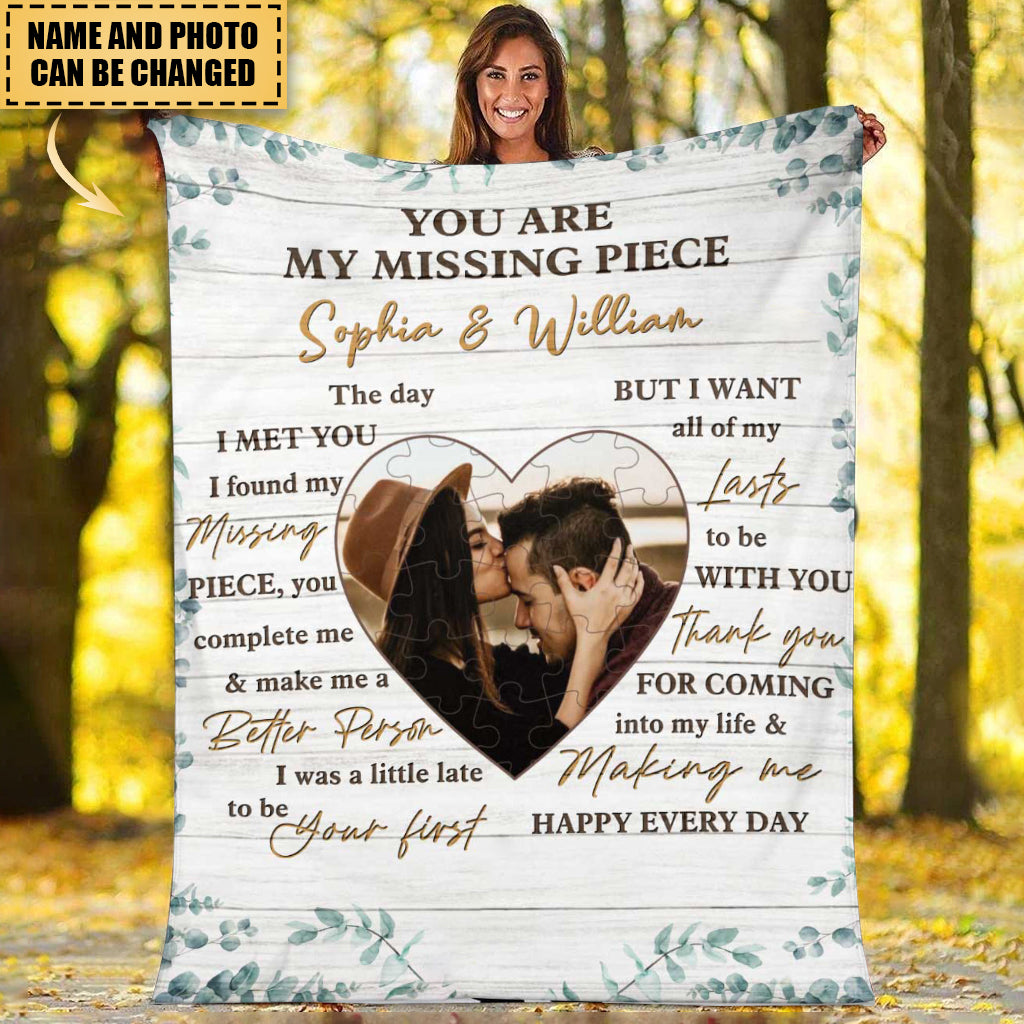 You Are My Missing Piece Couple Gift Personalized Blanket