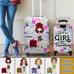 Personalized Just A Girl Who Loves Traveling Luggage Cover, Gift For Travel Lover，Gift For Woman