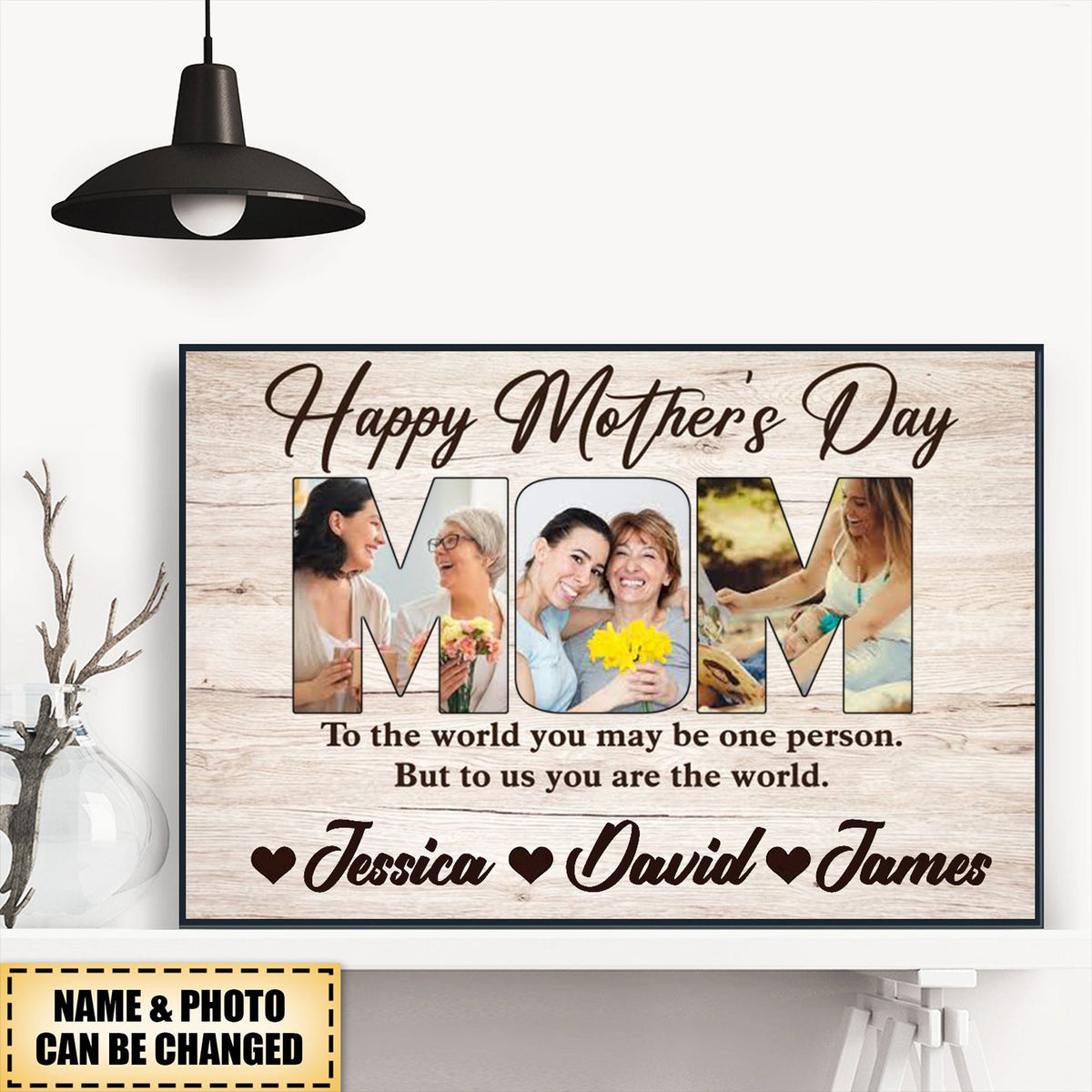 Happy Mother's Day Upload Photo Gift, To Us You Are The World Personalized Poster