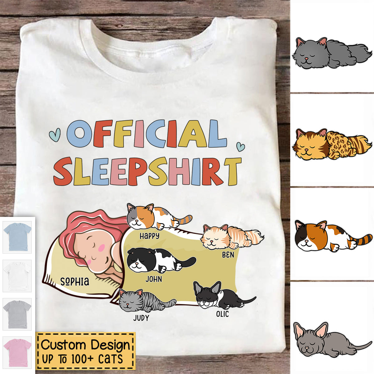 Sleeping Cat Sleepshirt - Personalized Custom Unisex T-Shirt