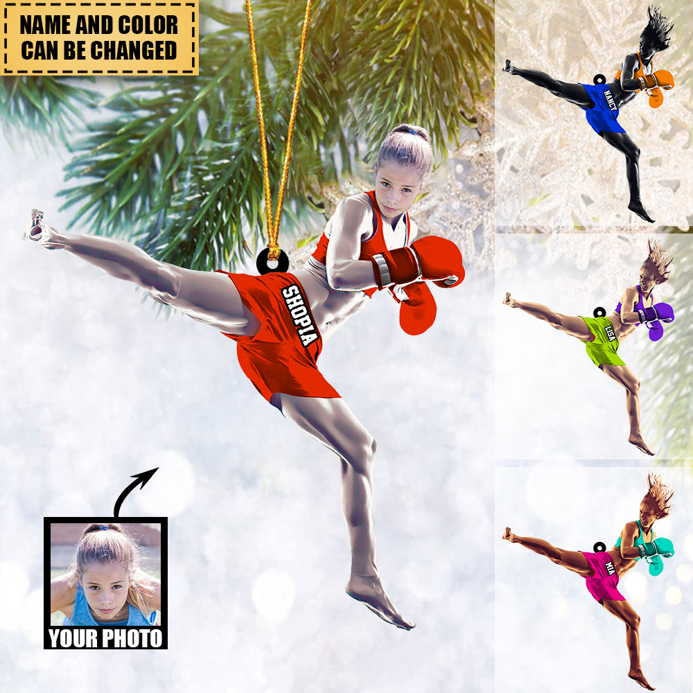 Custom Personalized Kick girl/woman Funny Christmas Ornament-upload photos