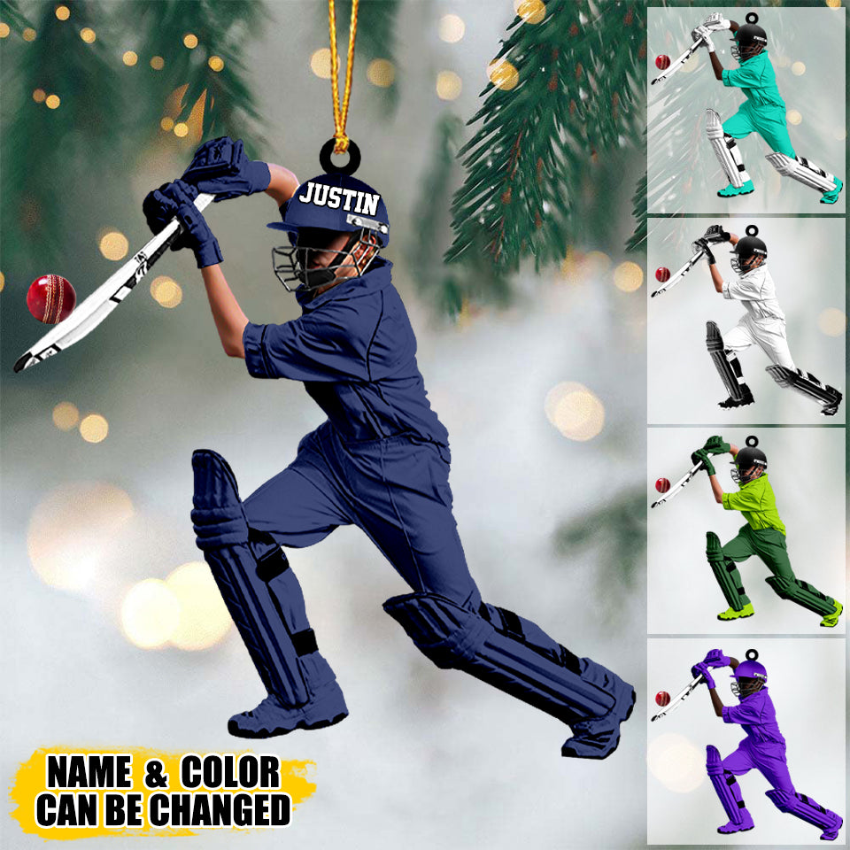 Custom Personalized Cricket Player Christmas Ornament, Gift For Cricket Lovers