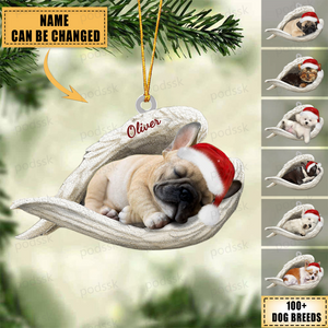 Personalized Dog Sleeping Angel Christmas Ornament