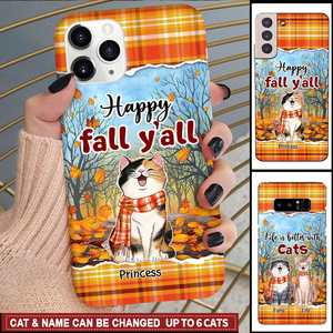 Fall Season Autumn Scenery Loves Cute Laughing Cats Personalized Phone case - Gift for cat lover