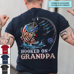 2023-Personalized Custom T-Shirt - Father's Day, Birthday Gift For Dad, Grandpa, Fishing Lover - Hook On Daddy Fishing 4th Of July