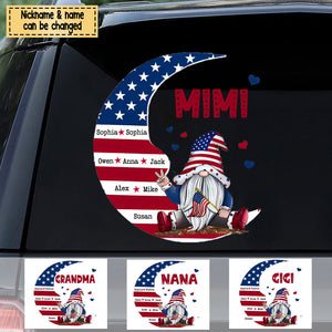 Personalized Grandma Dwarf Moon American Flag Decal