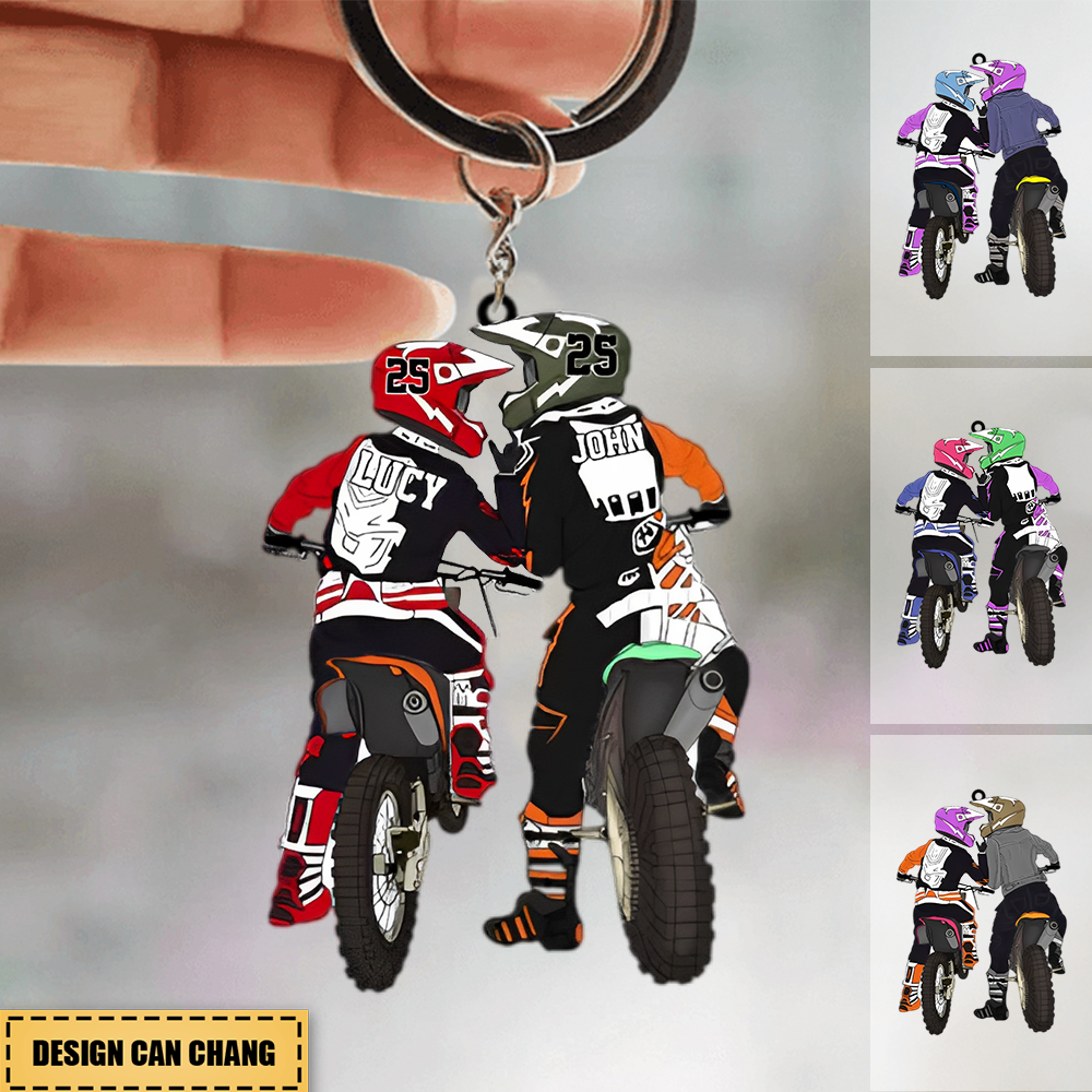 Personalized Dirt Bike Couple Acrylic Keychain Gift For Couple