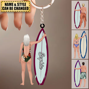 Custom Personalized Surfing Man/Woman Acrylic Keychain-Gift For Surfing Lover