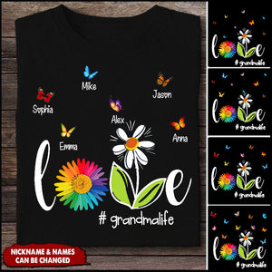 Love Grandma Life Butterfly Personalized T-shirt