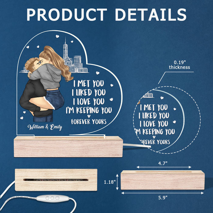 I Love You I'm Keeping You - Couple Personalized Custom Heart Shaped Led Night Light - Gift For Husband Wife, Anniversary