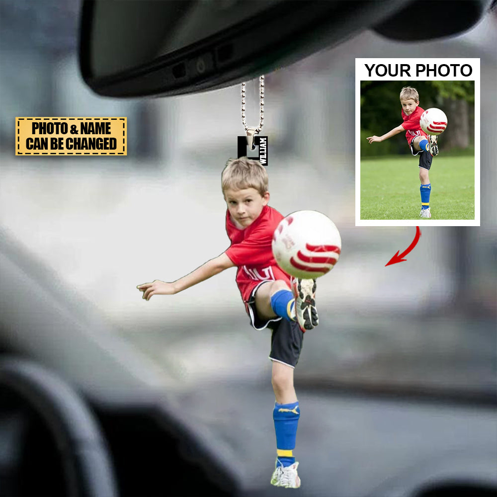 Personalized Acrylic Car Hanging Ornament - Gift For Football/Soccer Lovers- Custom Your Photo