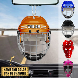 Hockey Helmet - Personalized Car Hanging Ornament- Gift For Hockey Player