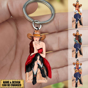 Personalized Cowgirl  Keychain - Boots Class And A Little Sass