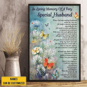 Personalized In Loving Memory Of Very Special Husband Poster