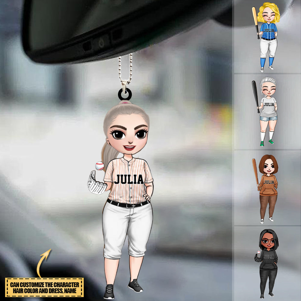 Personalized Mom Player Baseball Car Hang Ornament