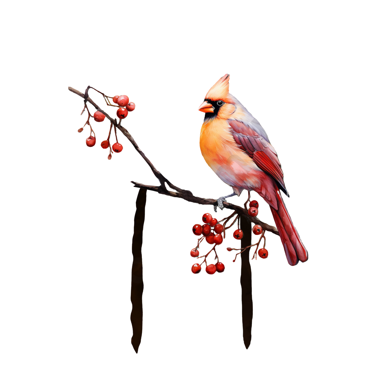 Cardinals Garden Metal Sign with Stake - Memorial Gift