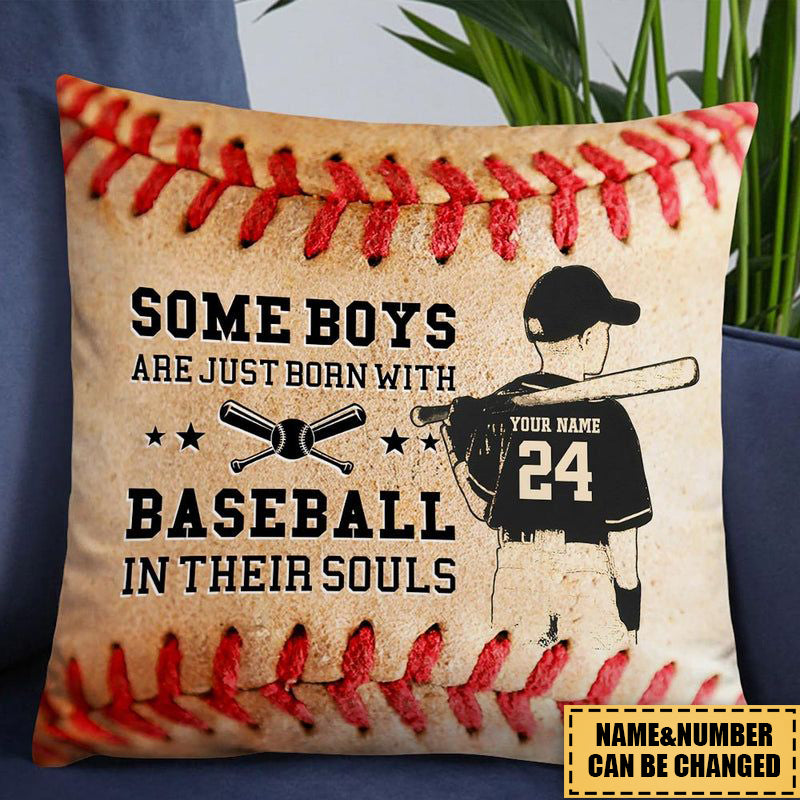 SOME BOYS ARE JUST BORN WITH BASEBALL PERSONALIZED PILLOWCASE