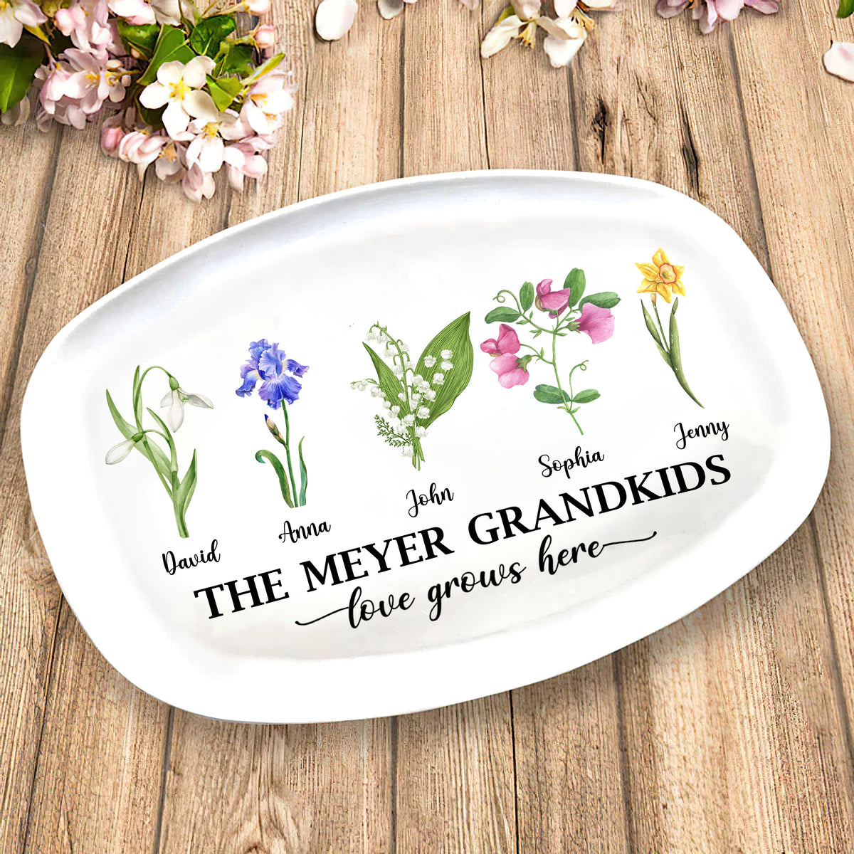 Love Grows Here, Personalized Resin Plate, Gift For Grandma