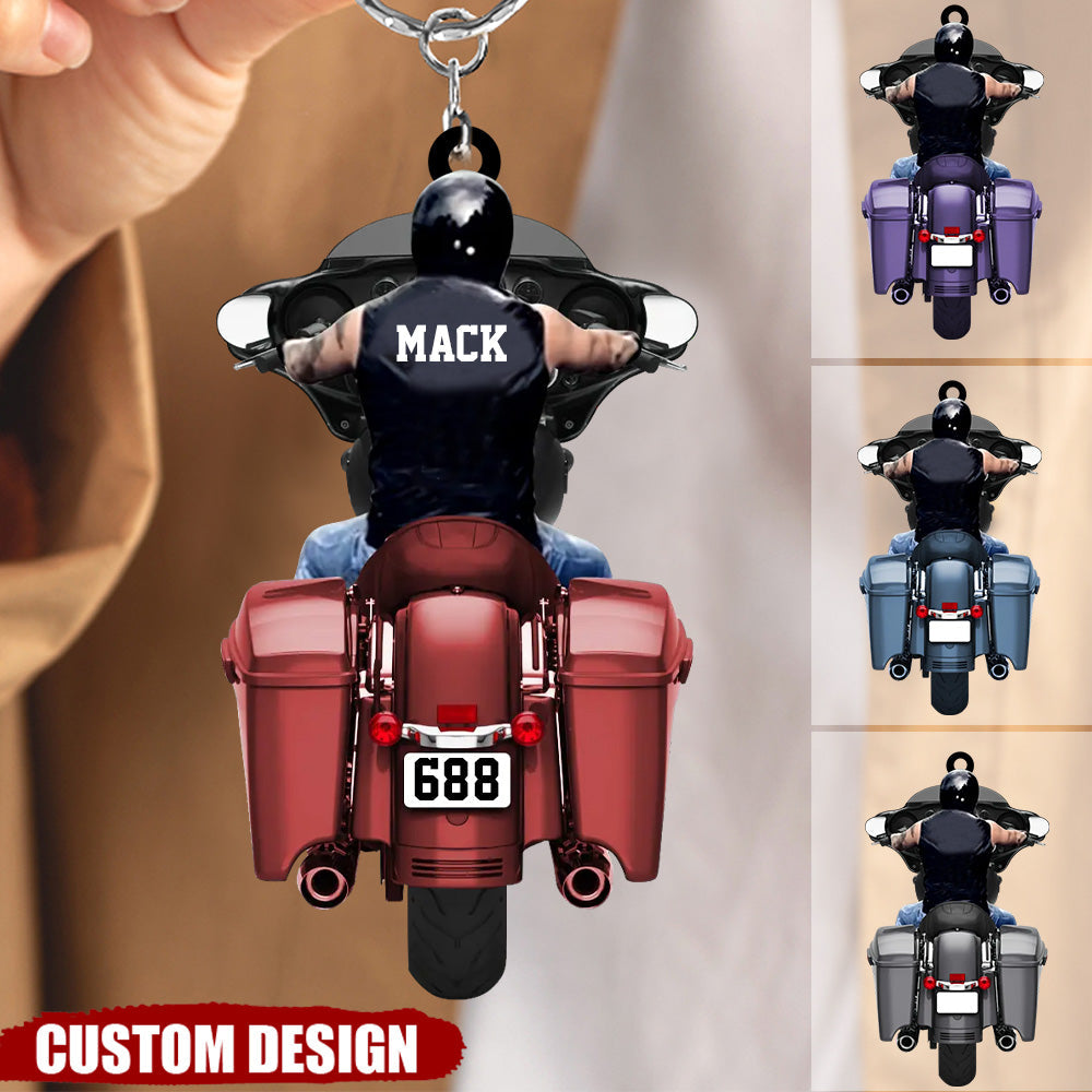 Personalized Motorbike Lovers Christmas Keychain