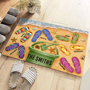 Happiness Is A Day At The Beach - Family Personalized Custom Decorative Mat - Birthday Gift For Family Members