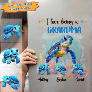 Gift For Grandma I Love Being A Grandma Sea Turtle Ocean Personalized Decal/Sticker