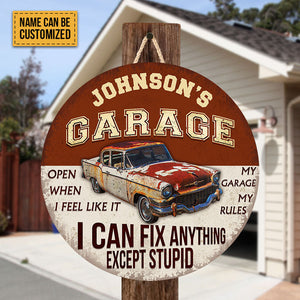 Personalized Auto Mechanic Garage I Can Fix Anything Customized Classic Door Signs