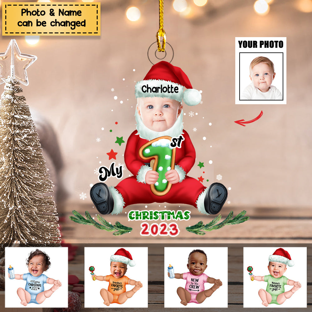 Personalized Custom Acrylic Ornament from Photo - Baby Onesie - My First Christmas