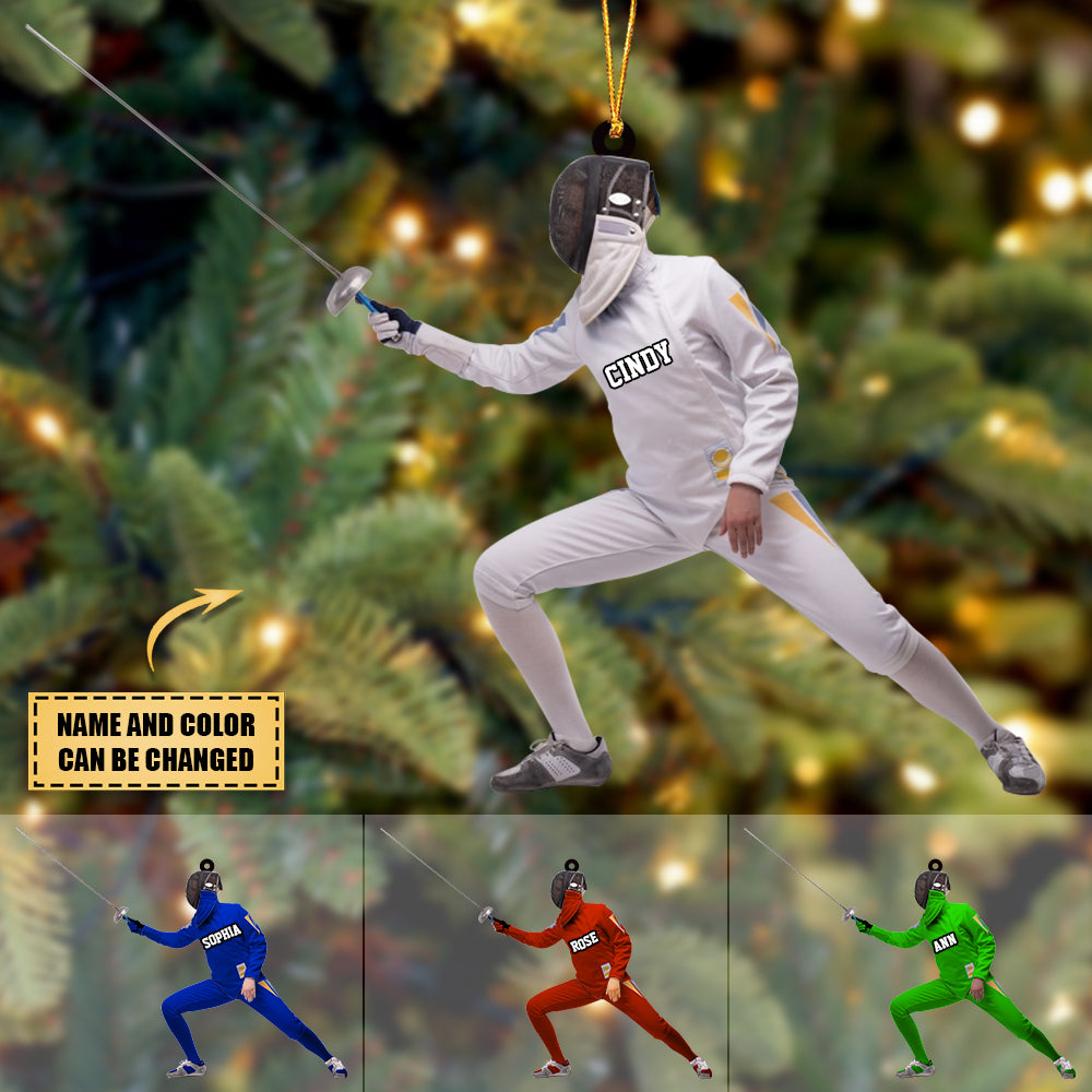 Custom Personalized Fencing Lovers Acrylic Christmas Ornament, Great Gift For fencer