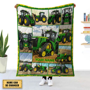 Personalized Tractor Fleece Blanket