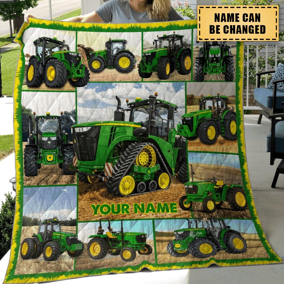 Personalized Tractor Fleece Blanket laihair