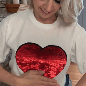 Custom Flip Sequin Shirt (Heart) Custom Photo Shirt