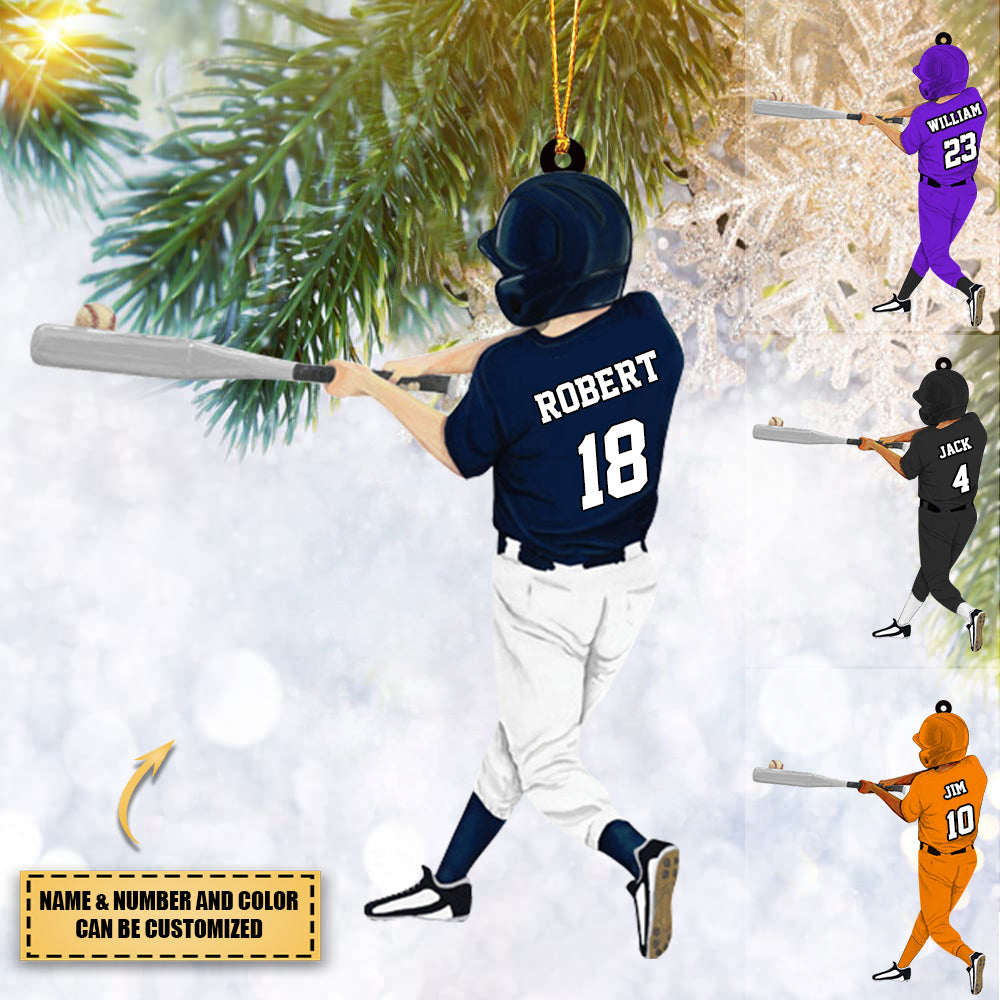 Custom Personalized Baseball Boy Acrylic Christmas Ornament, Gift For Baseball Lovers