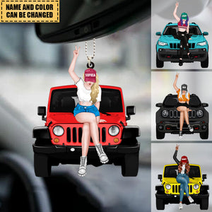 Custom Personalized Off-road Girl Car Hanging Ornament - Gift For Off-road Lover