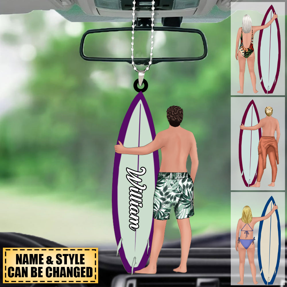 Custom Personalized Surfing Man/Woman Car hanging ornament-Gift For Surfing Lover