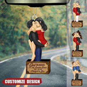 God Blessed - Romantic Personalized Couple Kissing Car Hanging Ornament - Gift For Couple