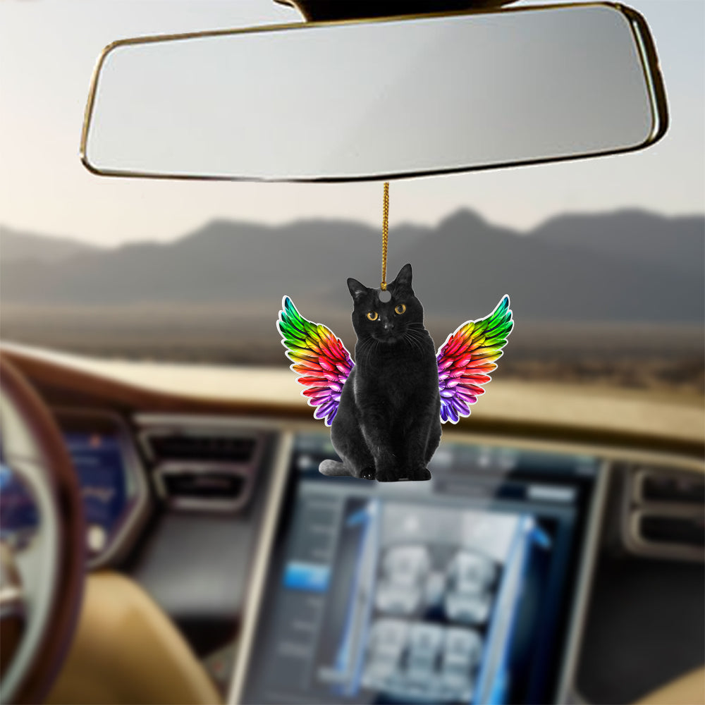 Black cat angel gift for black cat lovers cat moms ornament