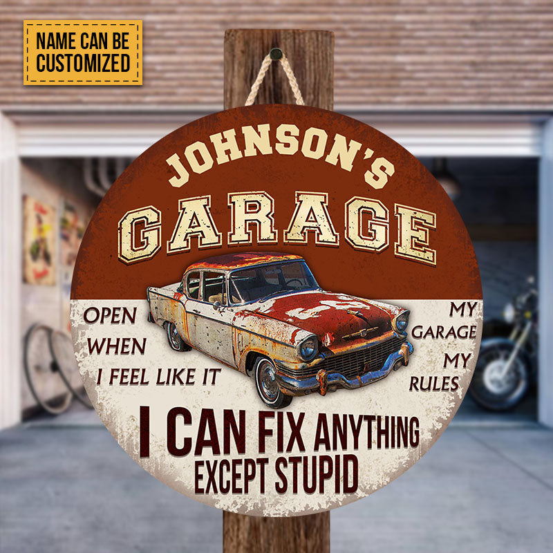 Personalized Auto Mechanic Garage I Can Fix Anything Customized Classic Door Signs