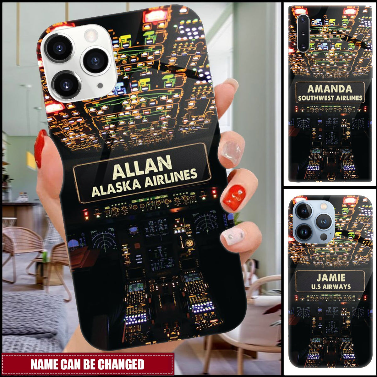 Personalized Pilot Plane's Control Panel Glass Phone Case - Gift For Pilot