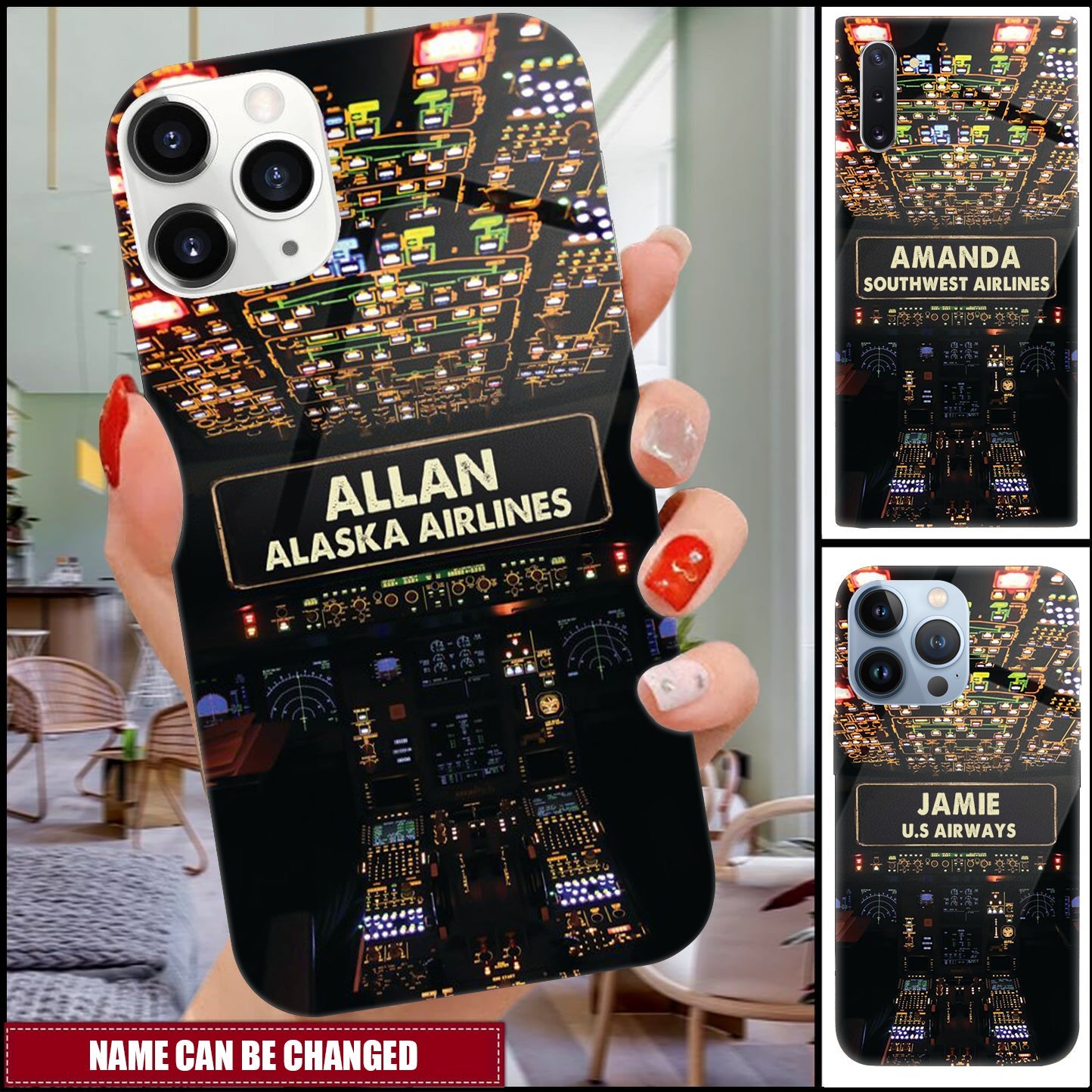 Personalized Pilot Plane's Control Panel Glass Phone Case - Gift For Pilot