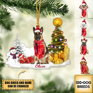 Personalized Dog Merry Christmas Ornament-Great Gift Idea For Dog Lover