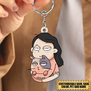 Personalized Keychain, Cat Mom Keychain