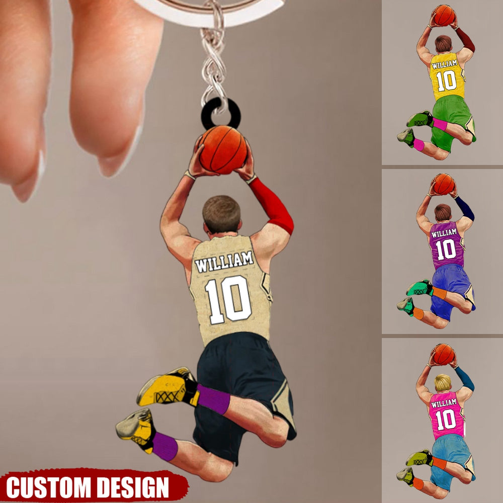 Personalized  Name, Number & Appearance -  Acrylic Keychain-Gift for Basketball Lovers